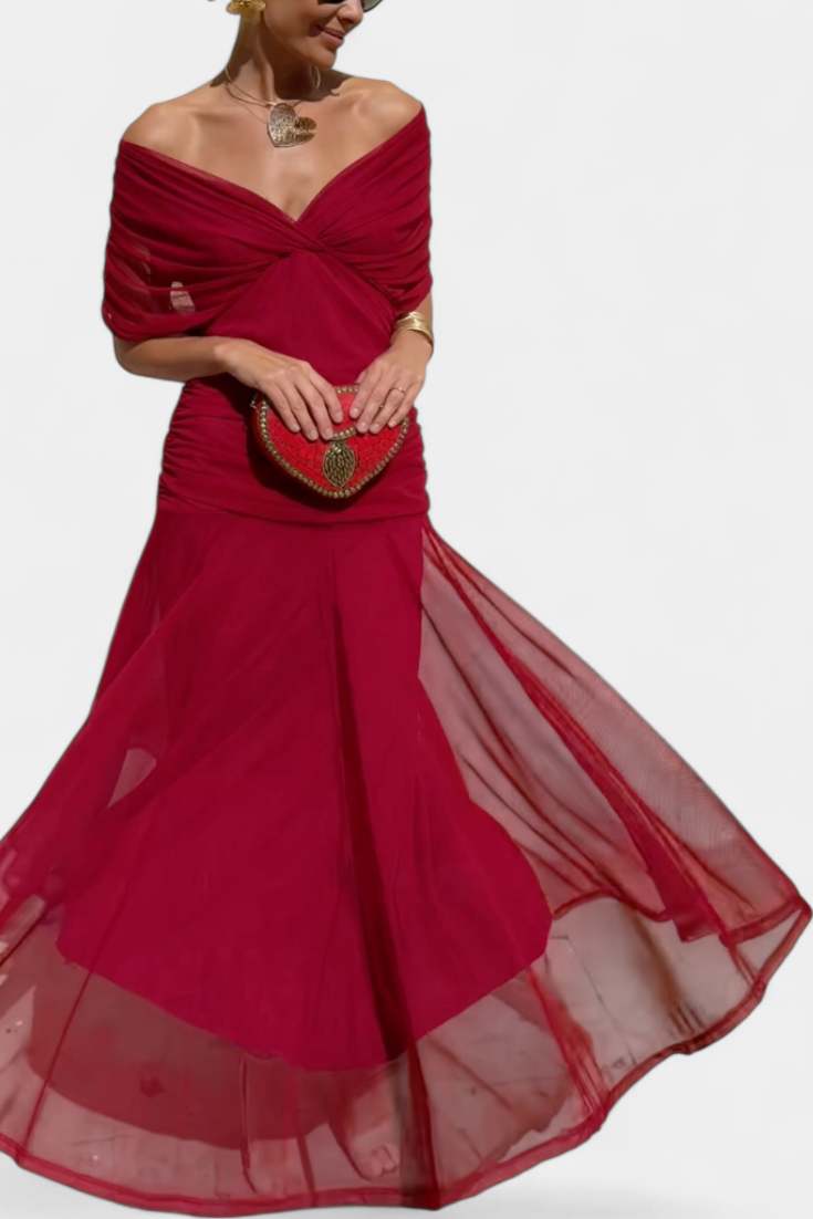 Magda - Vestido largo de flores con escote en V Mujer