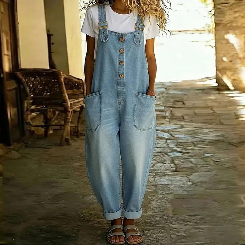 Madeleine - Mono Vintage de Algodón Suave con Aspecto de Denim | Total Look Tendencia