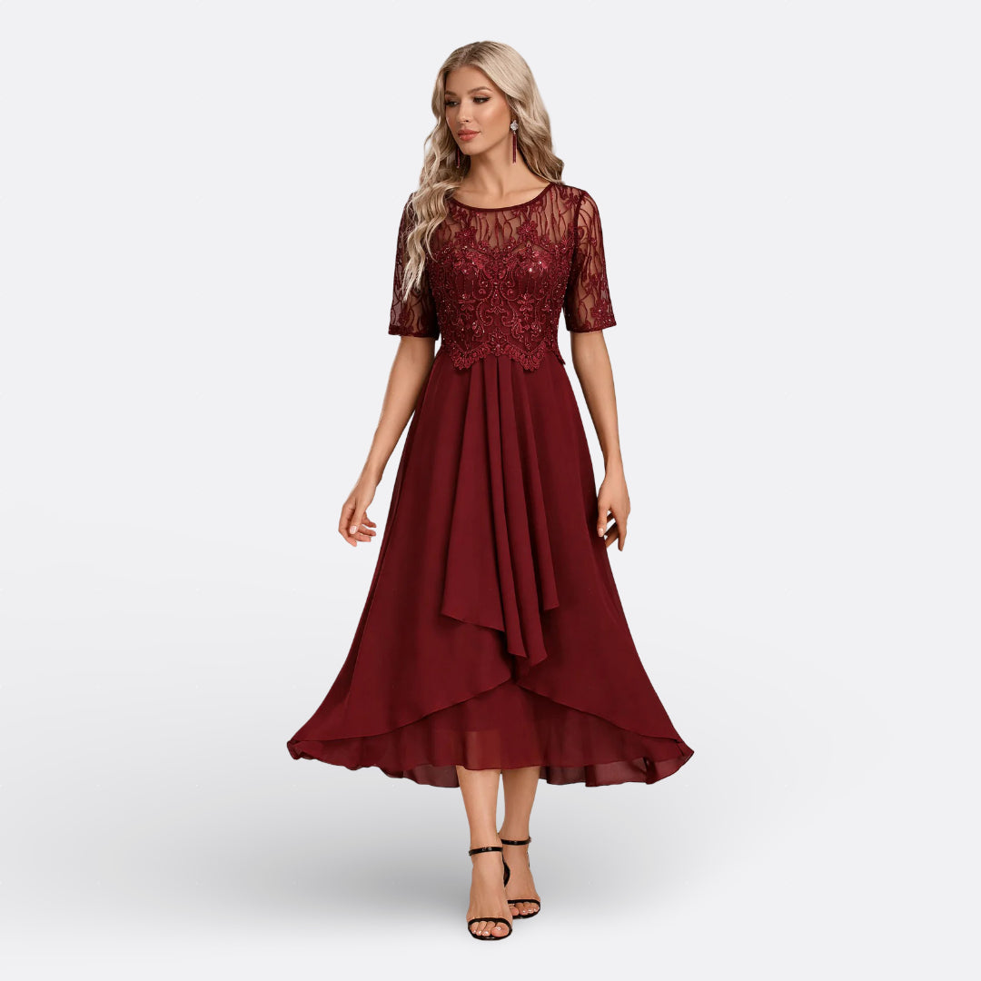 Mariana - Vestido de Encaje con Manga Corta Mujer