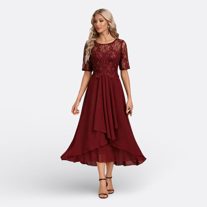 Mariana - Vestido de Encaje con Manga Corta Mujer