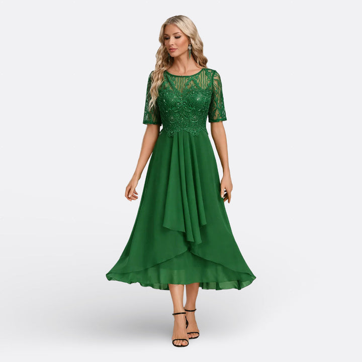 Mariana - Vestido de Encaje con Manga Corta Mujer