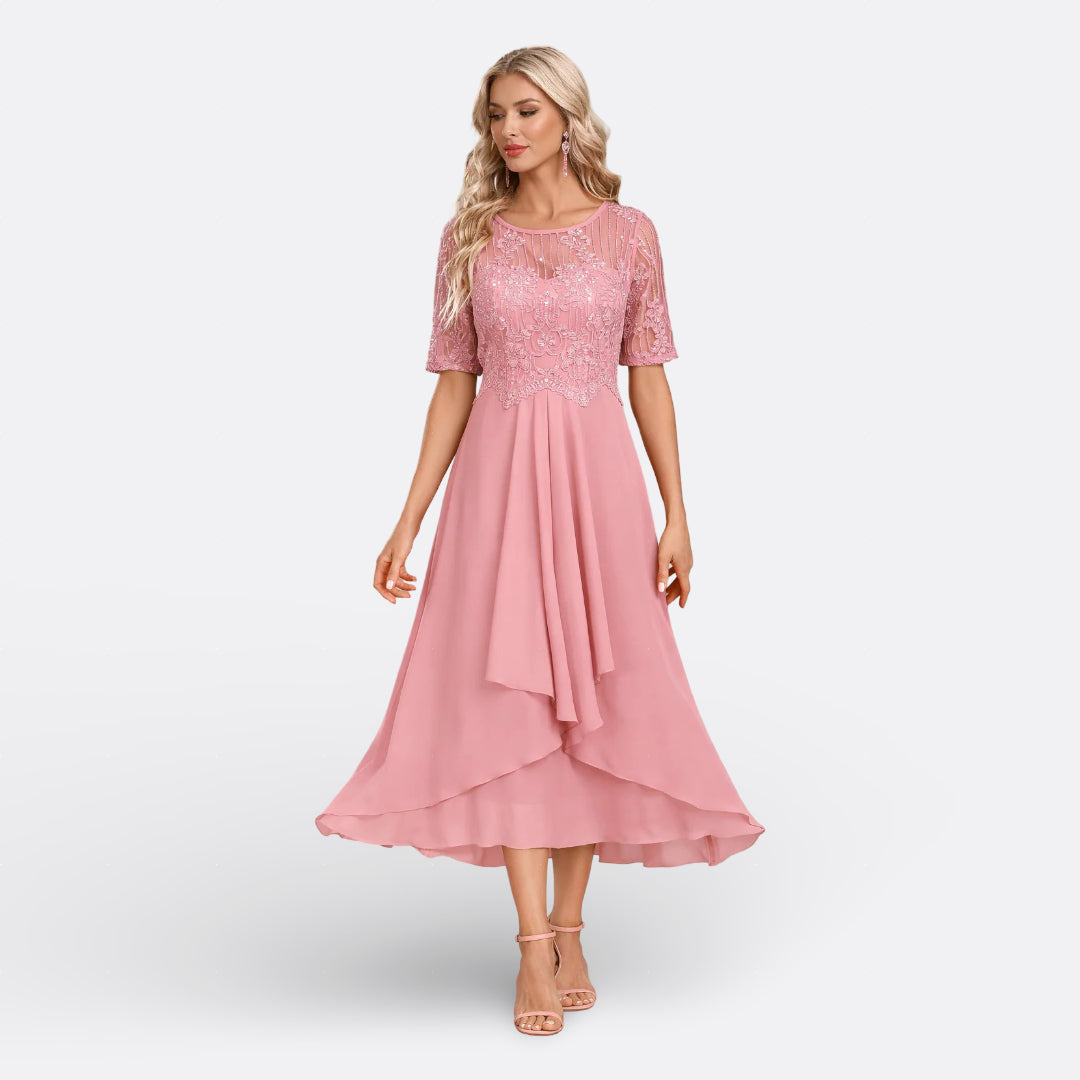 Mariana - Vestido de Encaje con Manga Corta Mujer