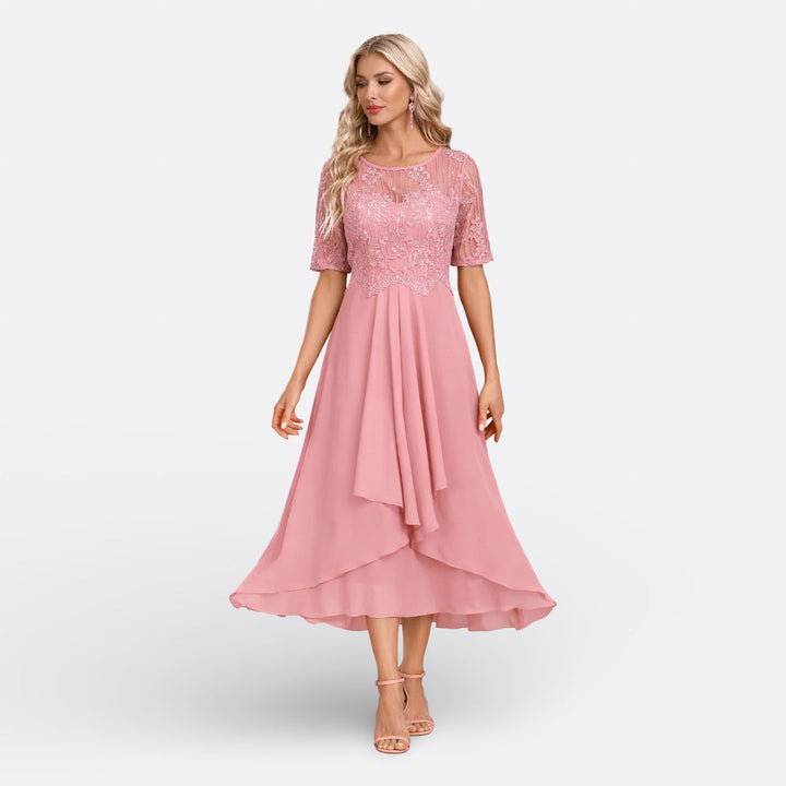 Mariana - Vestido de Encaje con Manga Corta Mujer