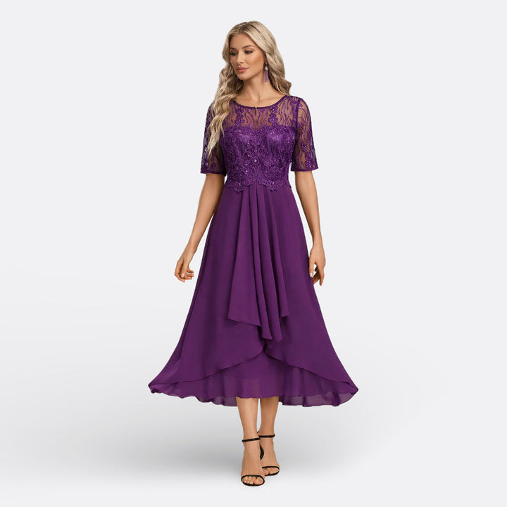 Mariana - Vestido de Encaje con Manga Corta Mujer