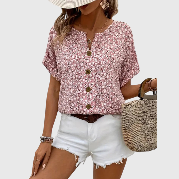 Coralie | Top Floral Elegante de Verano