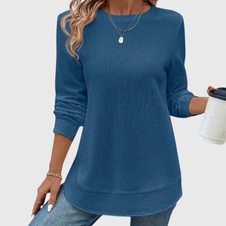Céline | Elegante Top de Cuello Redondo con Mangas Largas