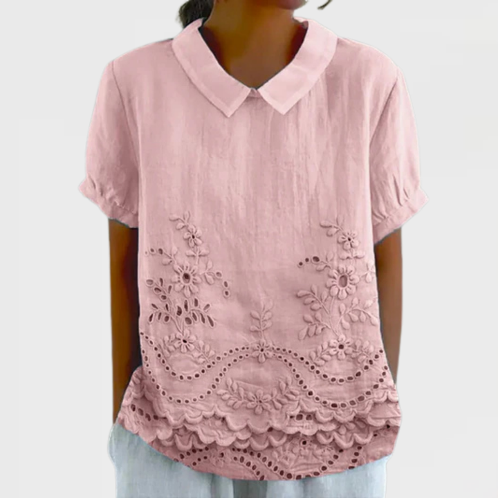 Emese | Camisa Bordada con Estampado de Flores