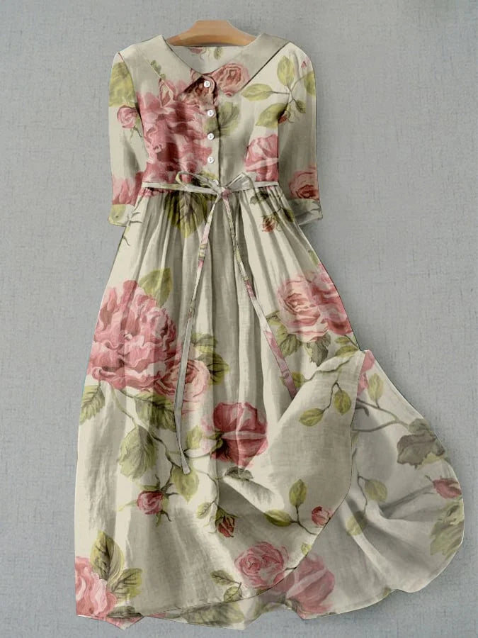 Lucía | Vestido Vintage con Cordones y Estampado Floral