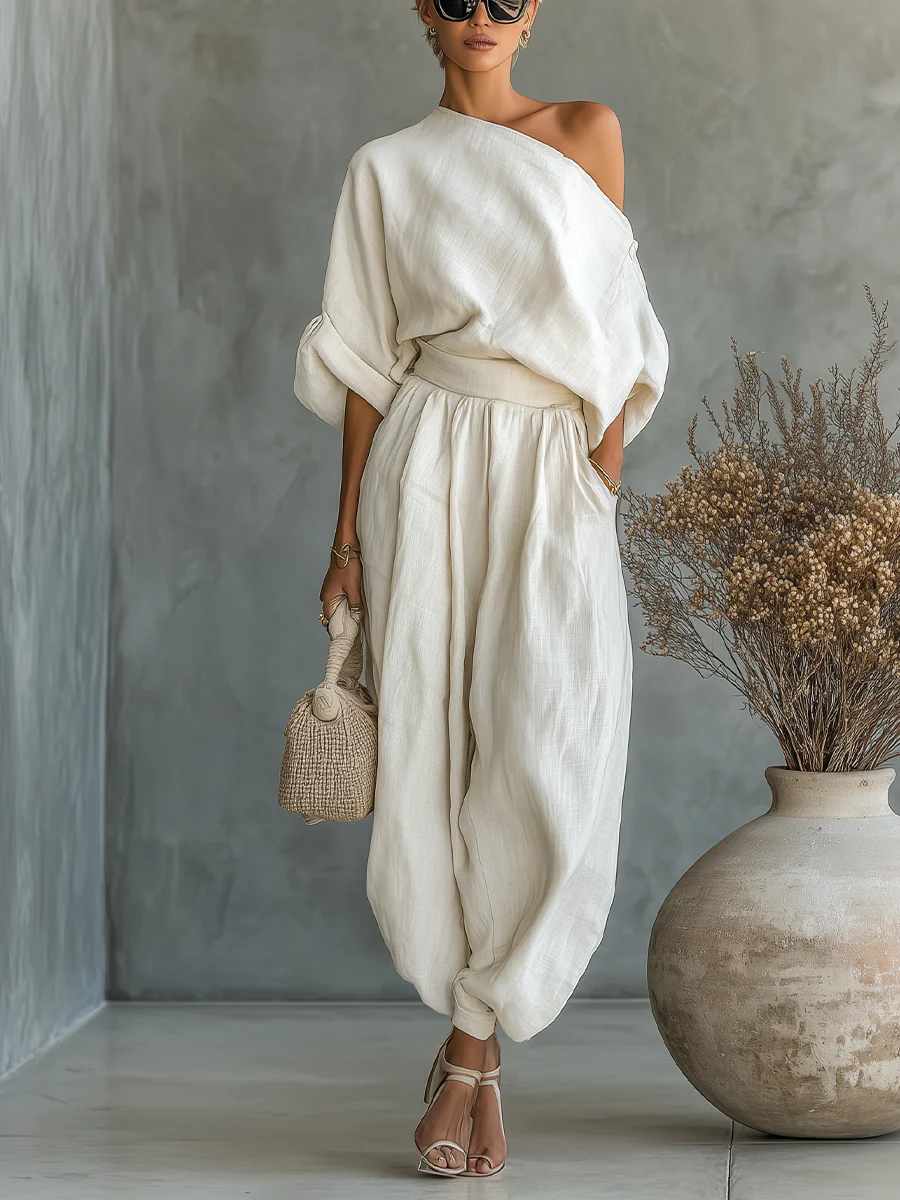 Mila | Conjunto de Dos Piezas – Top con Escote y Pantalón
