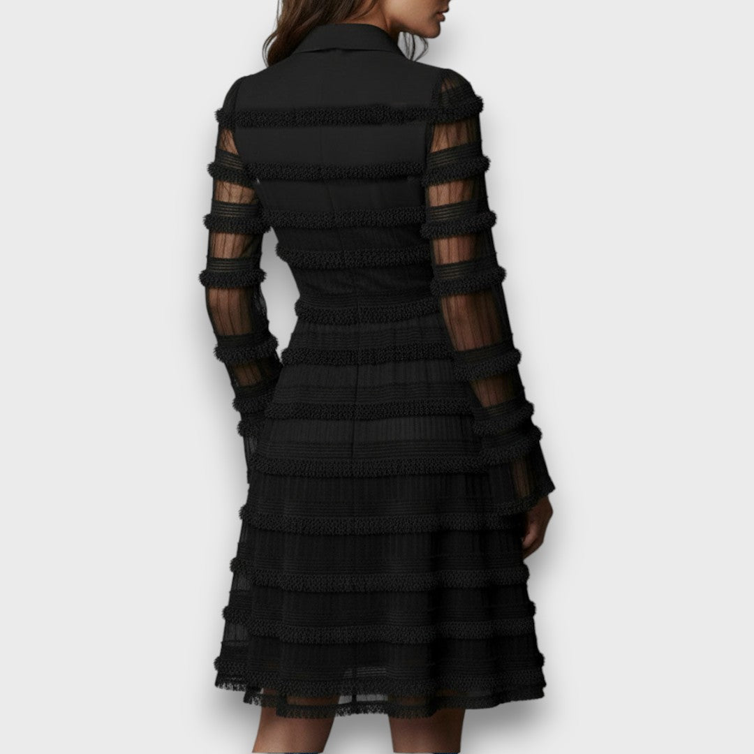 Paulina – Vestido Midi Transparente con Flecos Mujer