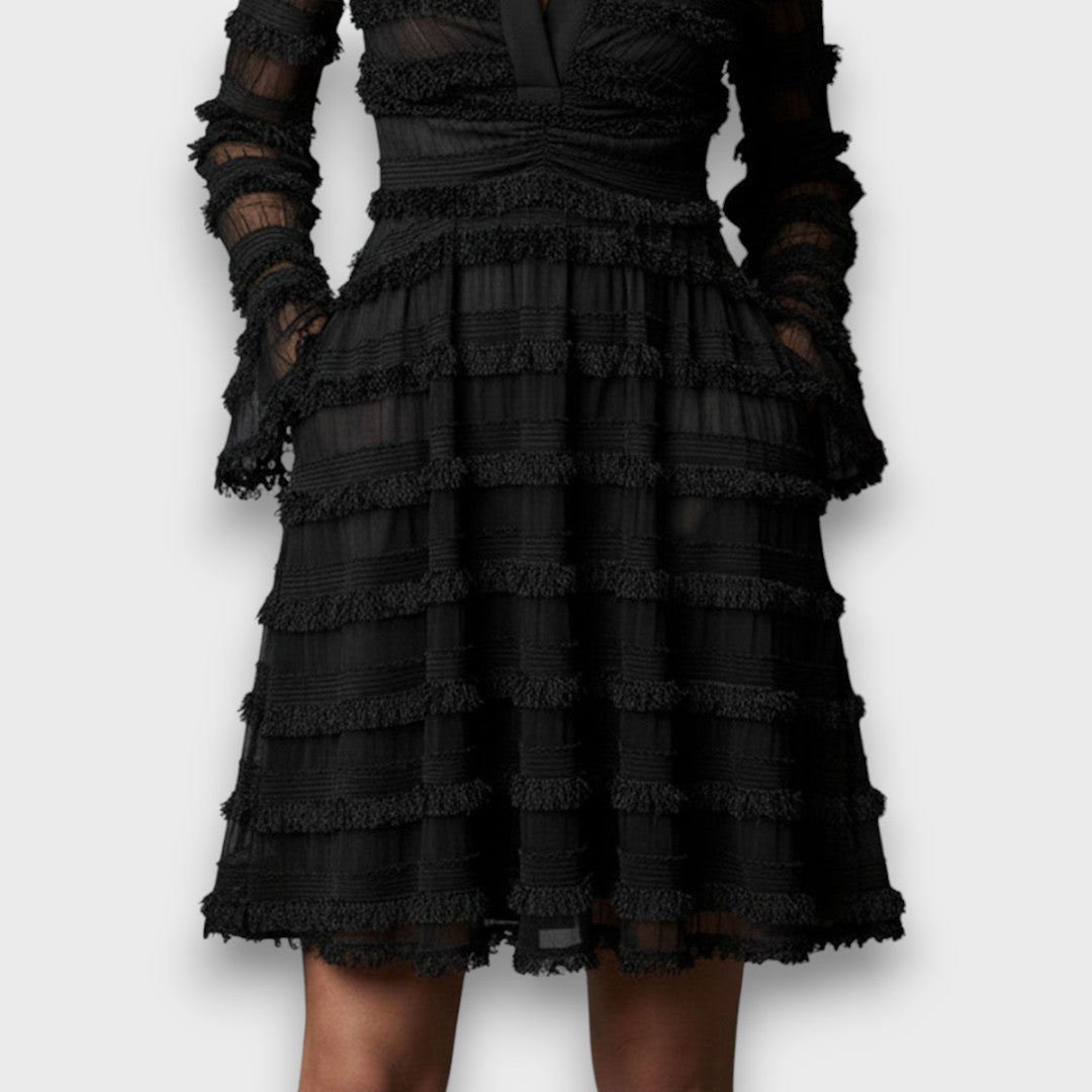 Paulina – Vestido Midi Transparente con Flecos Mujer