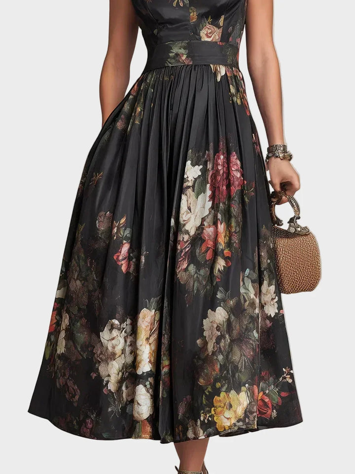 Elsa - Vestido midi plisado con estampado floral Mujer