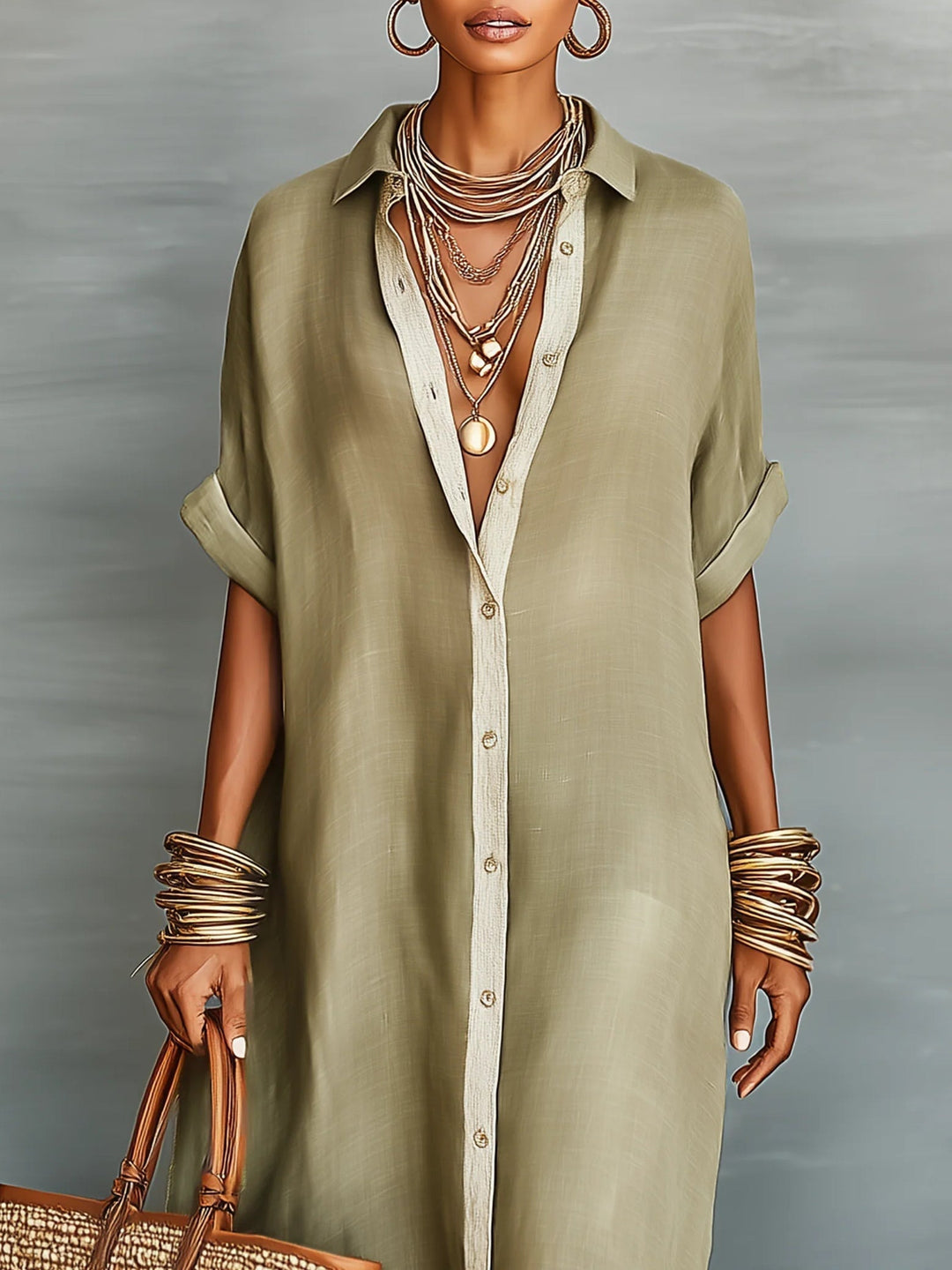 Manelle | Maxi Vestido – Verde Oliva, Diseño Minimalista