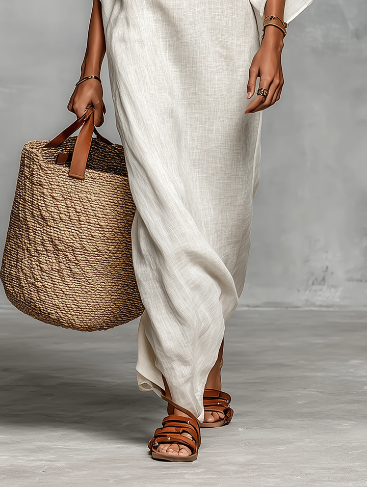 Aveline | Vestido Maxi Off-Shoulder – Con Mangas Batwing