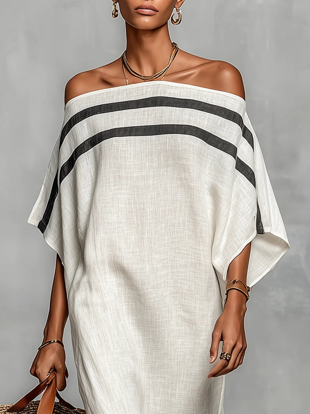 Aveline | Vestido Maxi Off-Shoulder – Con Mangas Batwing