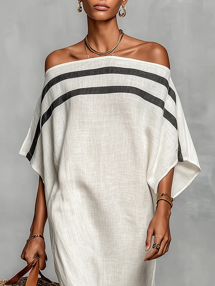 Aveline | Vestido Maxi Off-Shoulder – Con Mangas Batwing