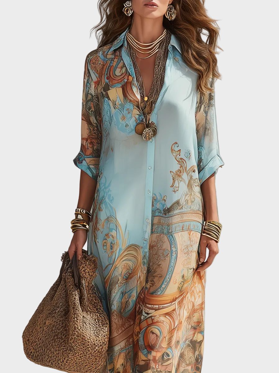 Loisa - Vestido Maxi Mediterráneo Mujer