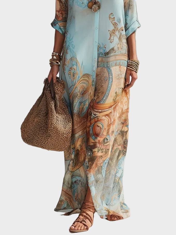 Loisa - Vestido Maxi Mediterráneo Mujer