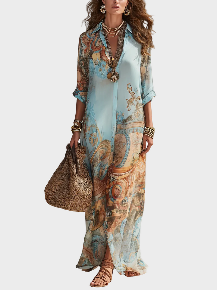 Loisa - Vestido Maxi Mediterráneo Mujer