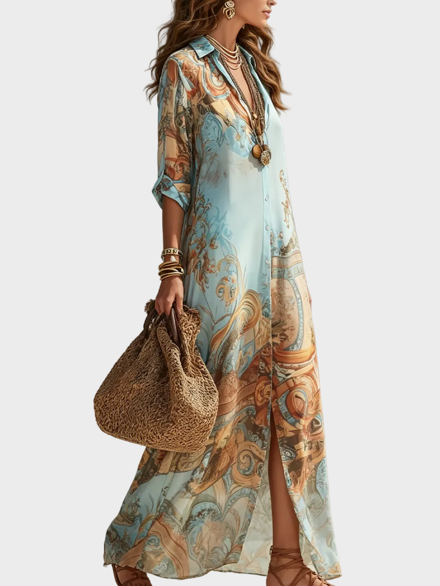 Loisa - Vestido Maxi Mediterráneo Mujer