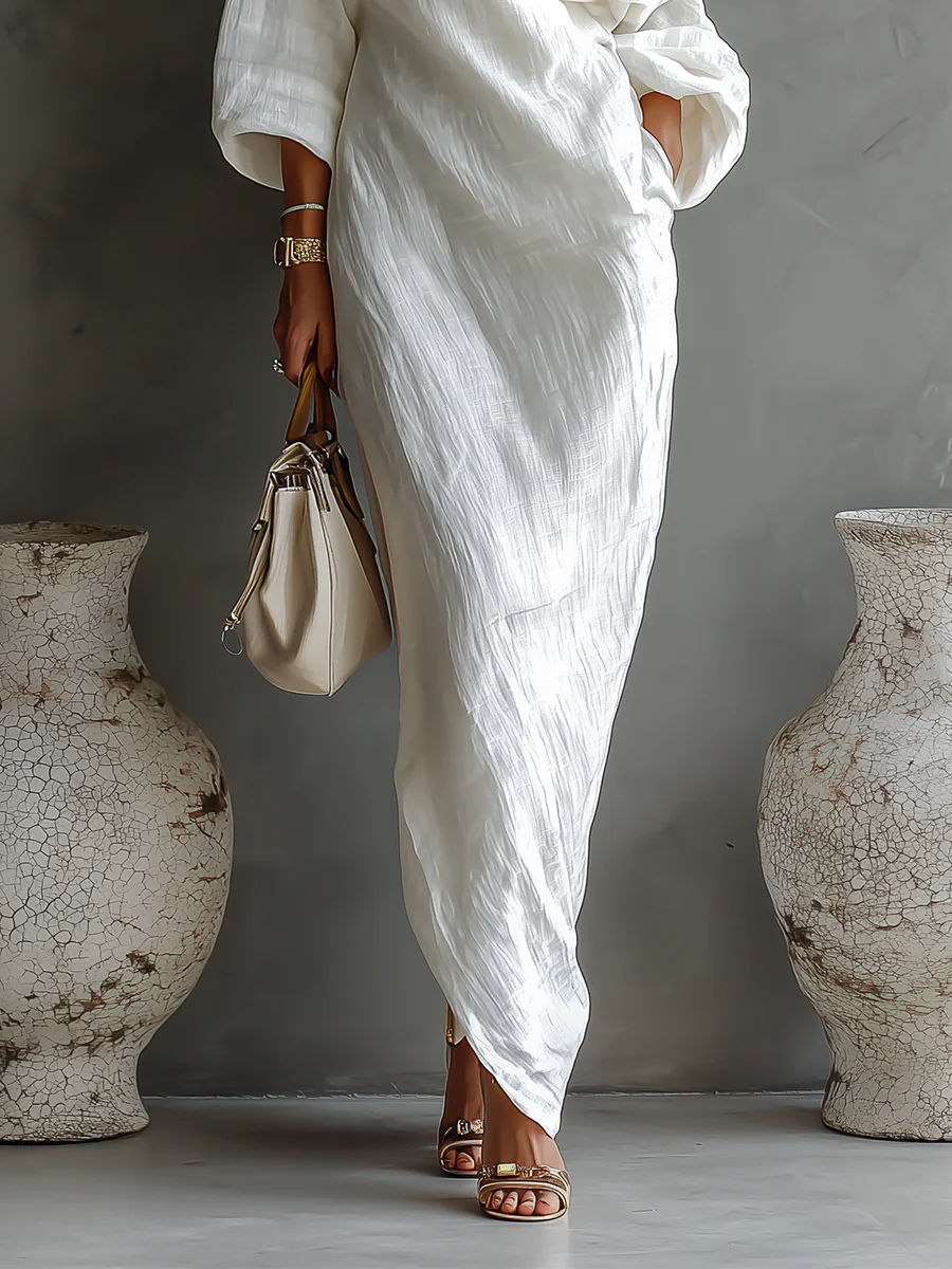 Elise | Vestido Maxi Sin Mangas – En Blanco Puro