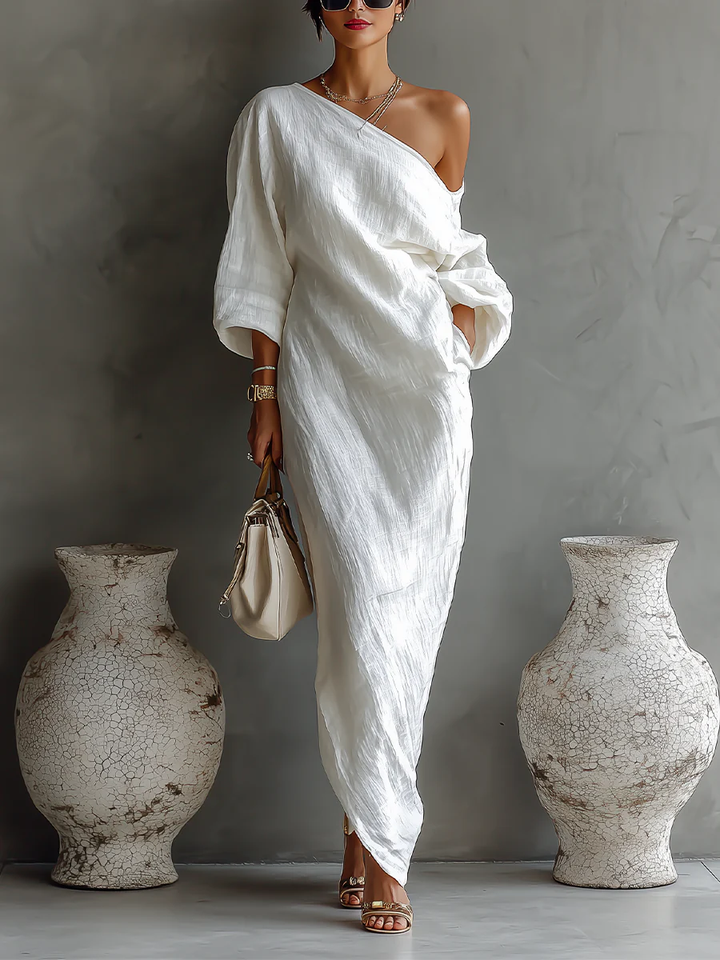 Elise | Vestido Maxi Sin Mangas – En Blanco Puro