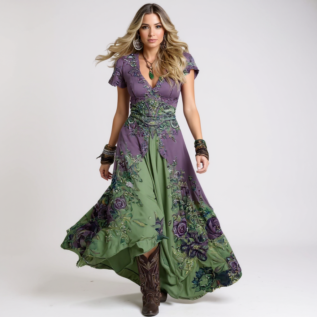 Celeste - Vestido floral ajustado y fluido