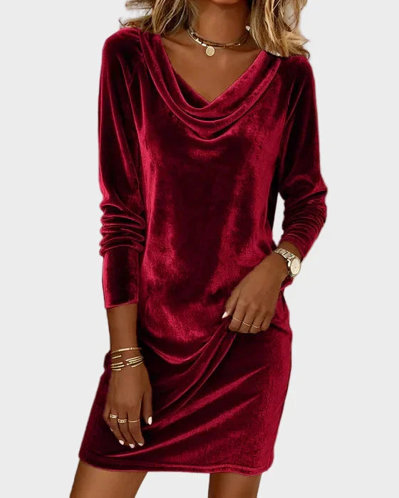 Frosina - Vestido de Terciopelo Suelto Mujer