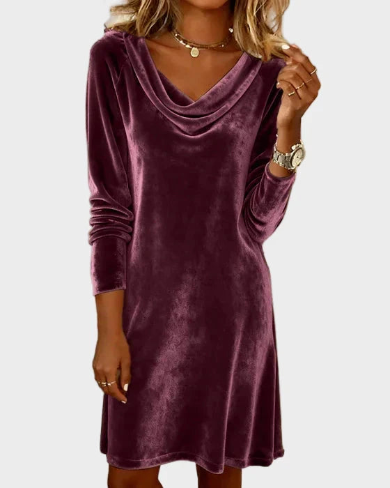 Frosina - Vestido de Terciopelo Suelto Mujer
