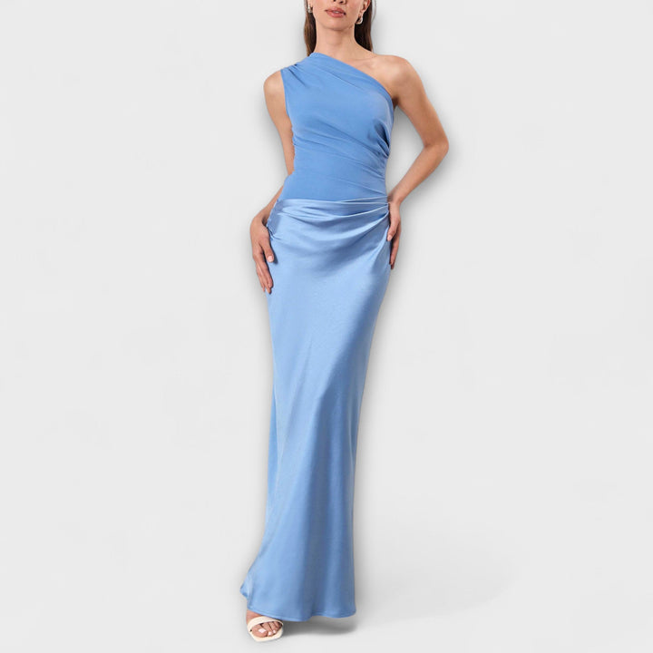 Elegante vestido maxi de un solo hombro Mujer