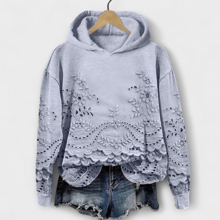 Grace - Sudadera Vintage Lila con Estampado Floral