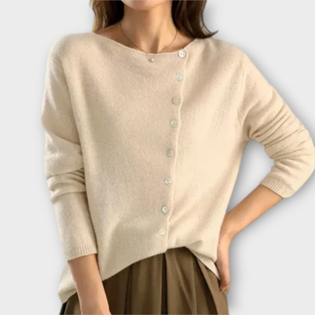 Paige - Cardigan gris cómodo con botones
