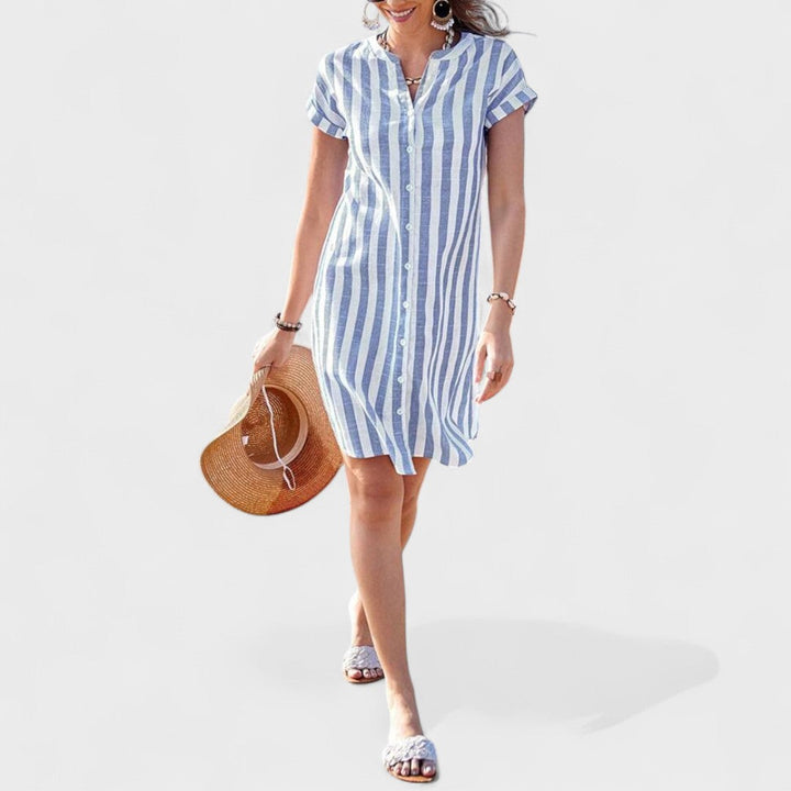 Martina - Vestido camisero de rayas elegante
