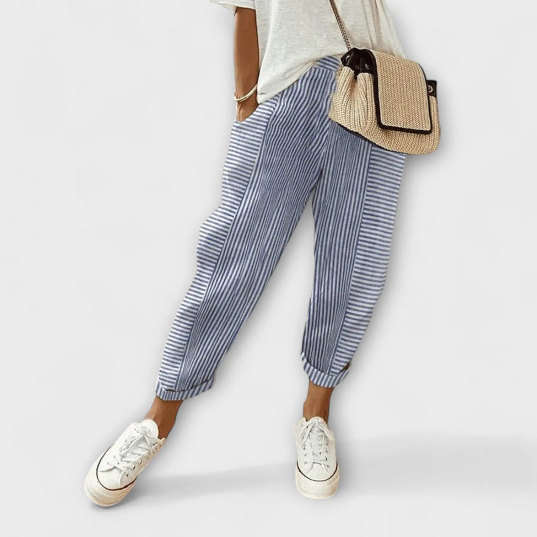 Sanne - Pantalones Cómodos de Rayas