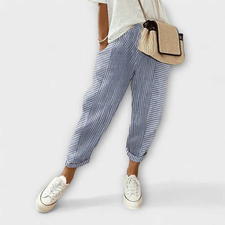 Sanne - Pantalones Cómodos de Rayas
