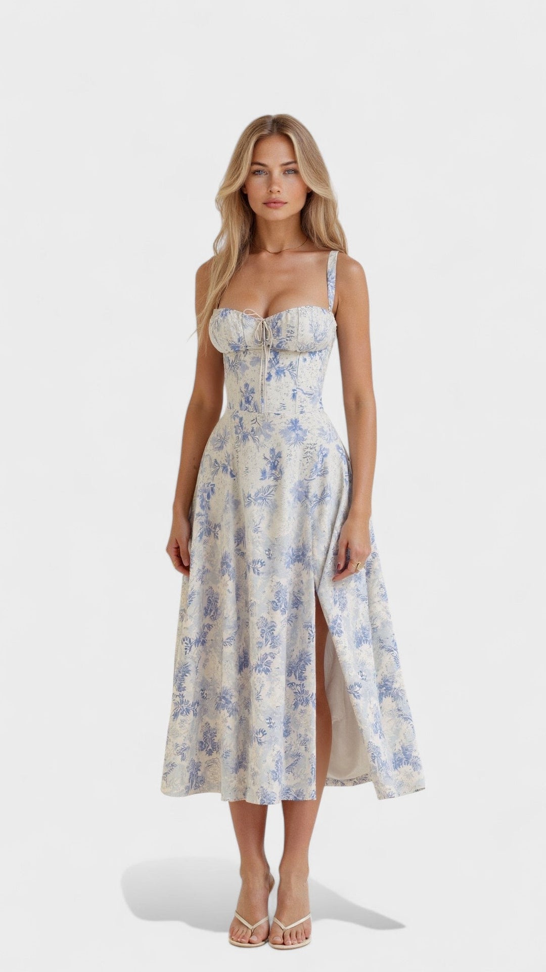 Carolina - Vestido floral con corsé ajustado