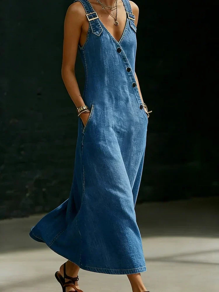 Anaïs - Vestido Largo de Denim con Botones | Básico Imprescindible