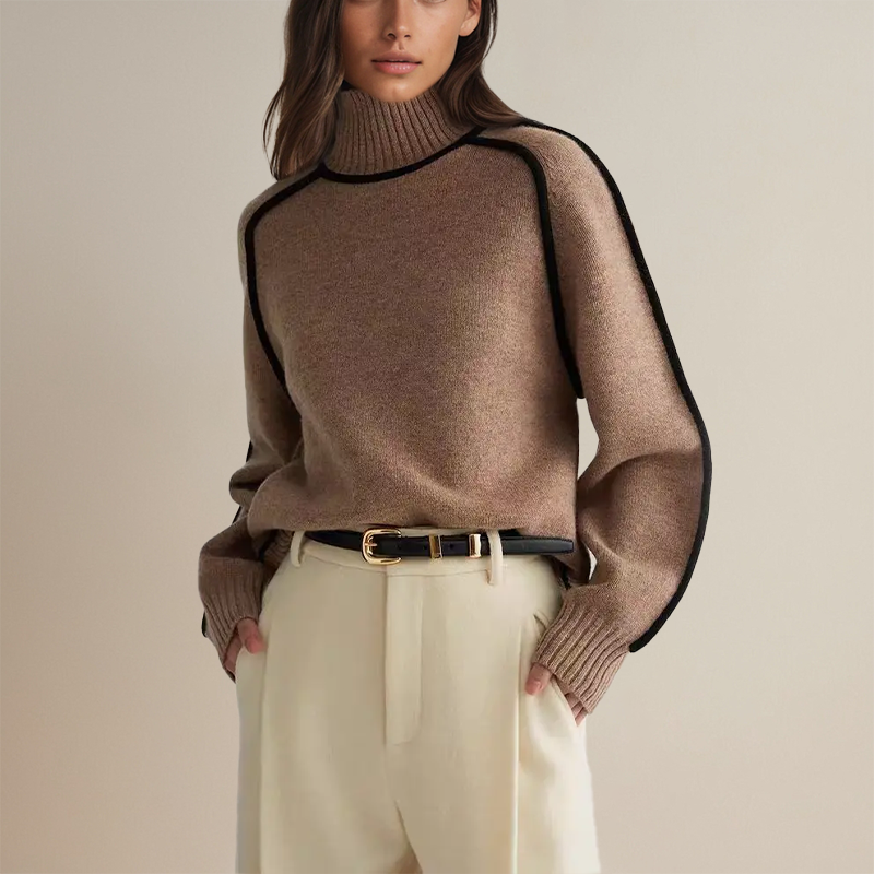 Marjorie | Jersey de cuello alto de canalé
