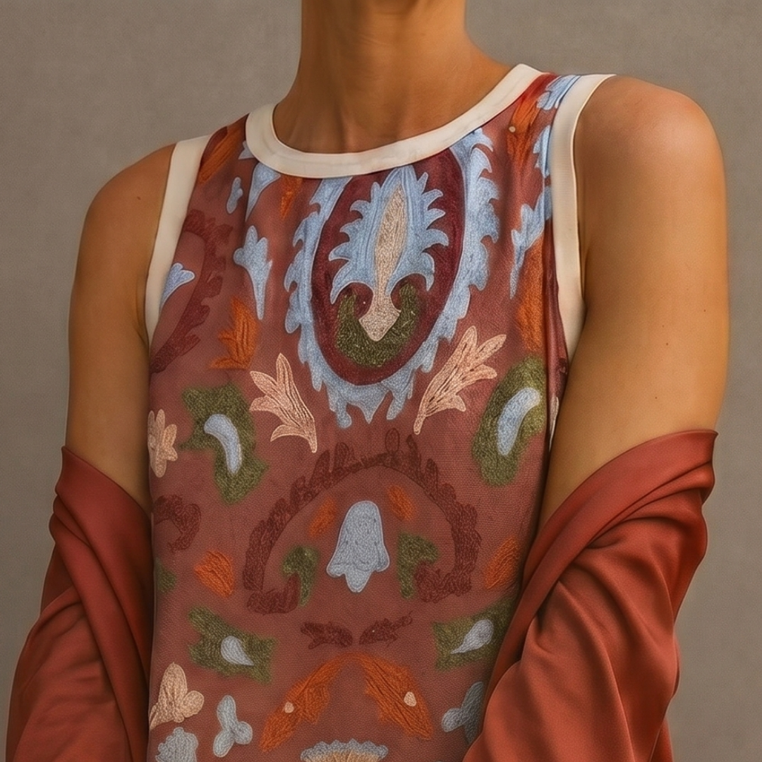 Daniela - Vestido largo con estampado floral y chaleco ajustado Mujer