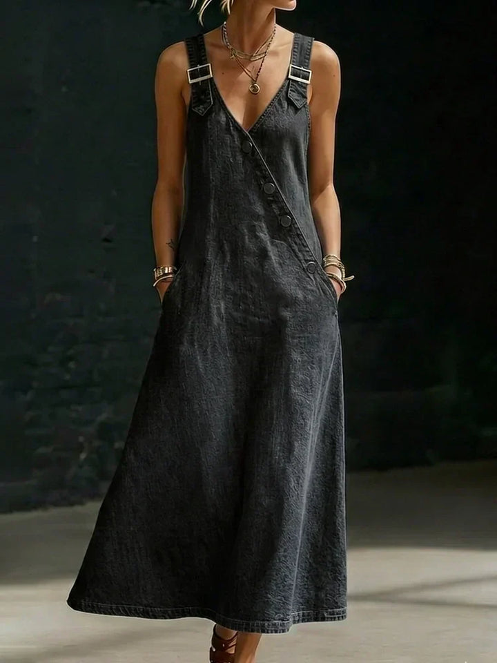 Anaïs - Vestido Largo de Denim con Botones | Básico Imprescindible