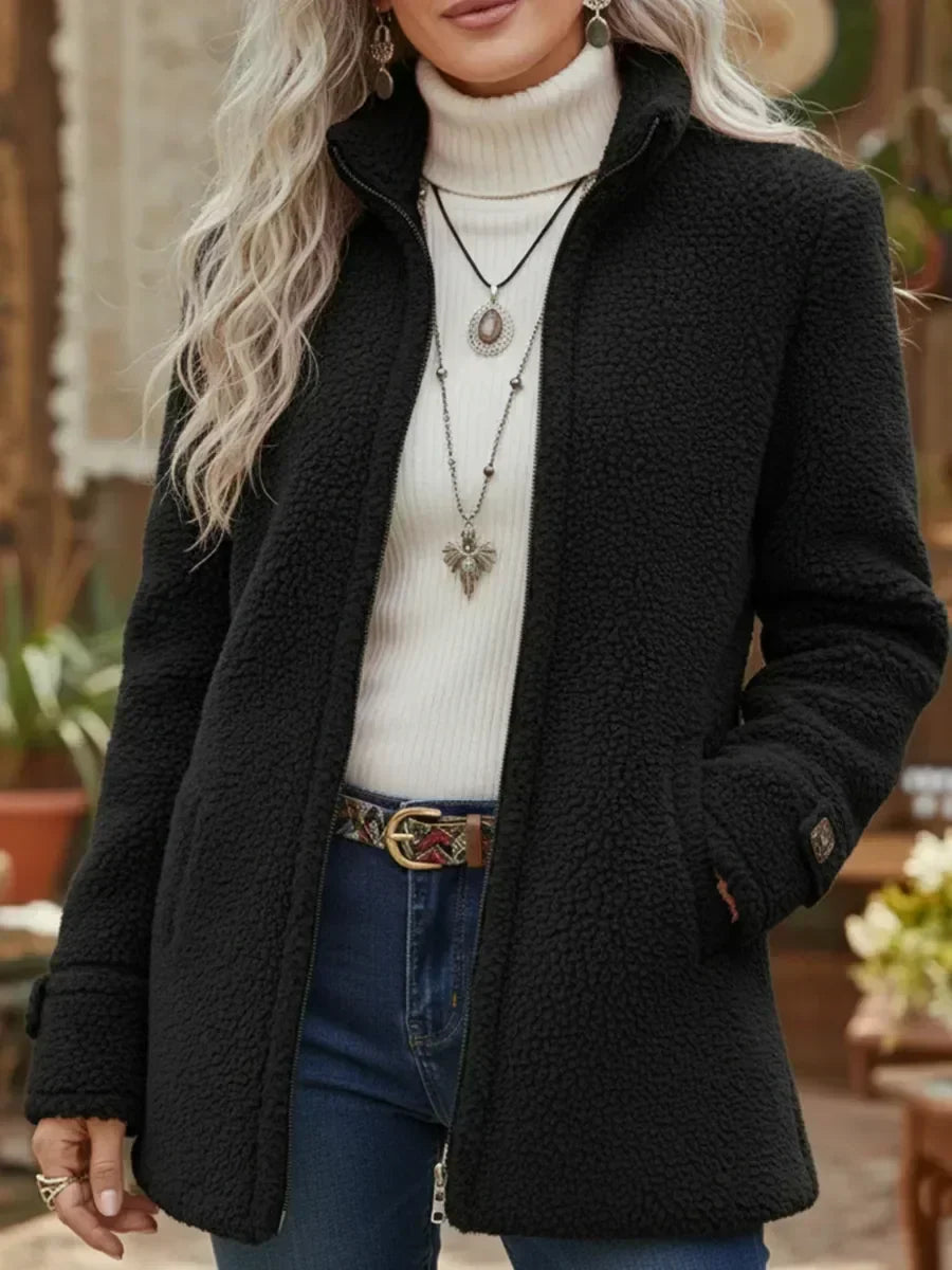 Deanna | Chaqueta Peluche de Cuello Alto Súper Suave