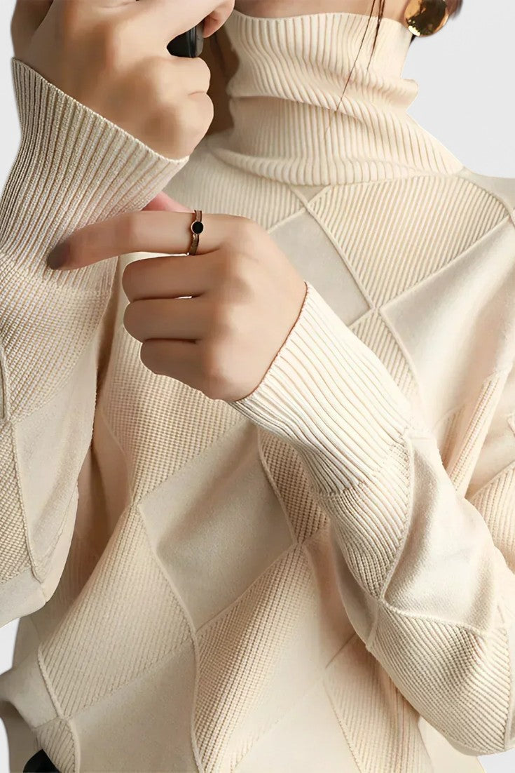 Jasmine Jersey de Cuello Alto de Cachemira