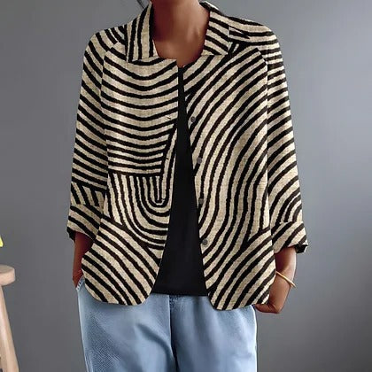 Hazel | Blazer Abierto de Rayas Atemporal