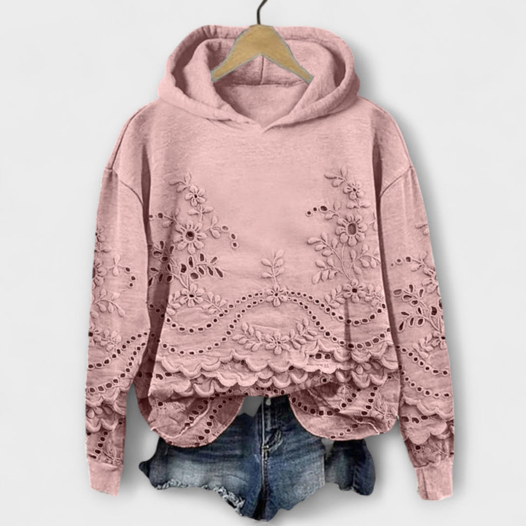 Grace - Sudadera Vintage Lila con Estampado Floral