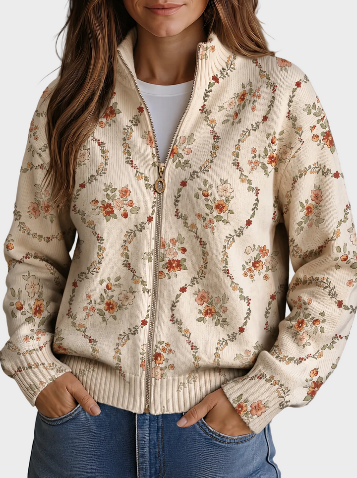Perséfone - Motivo floral delicado sobre crema