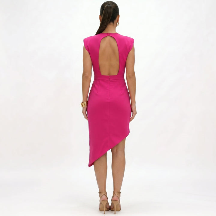 Maja - Vestido Asimétrico con Hombros Estructurados Mujer