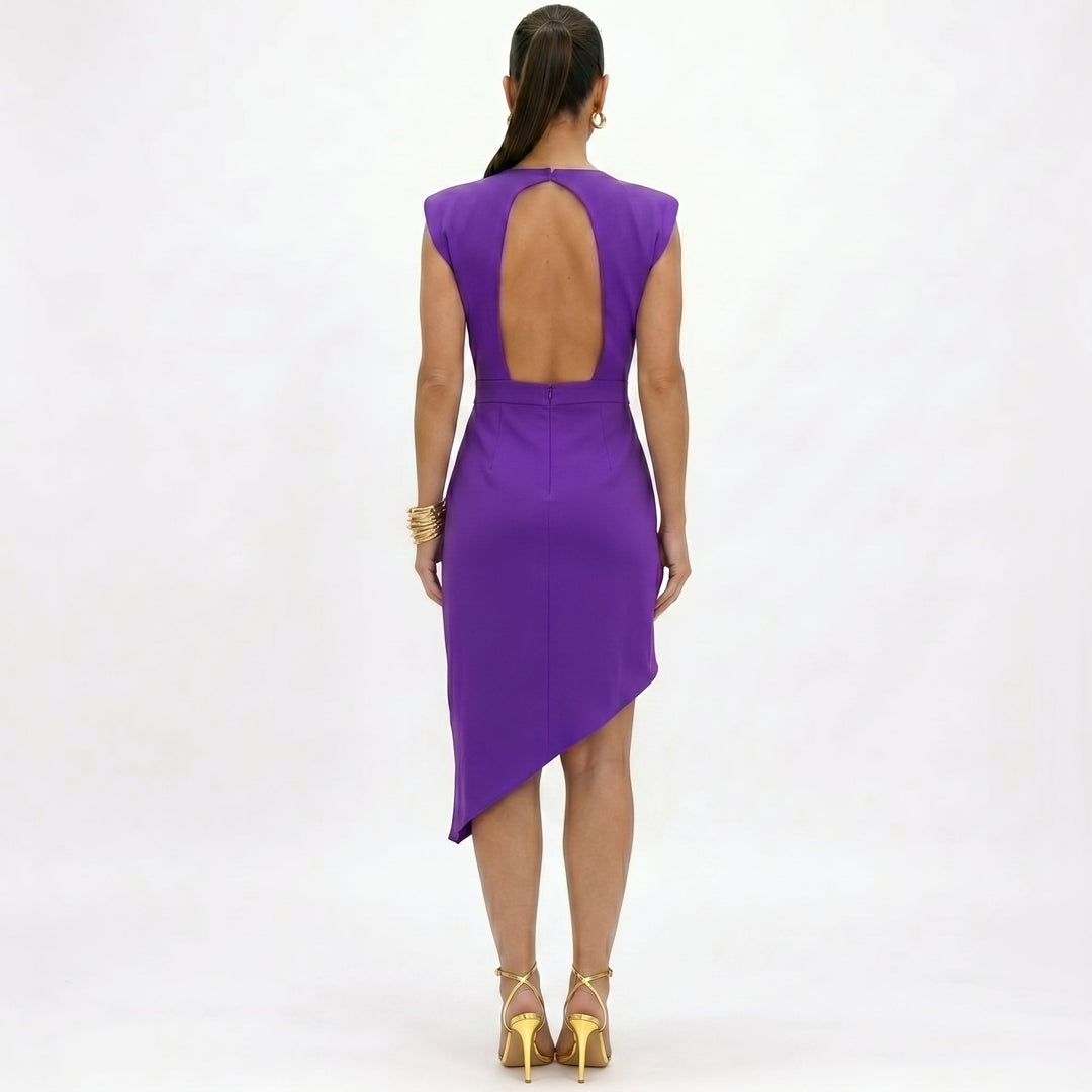 Maja - Vestido Asimétrico con Hombros Estructurados Mujer