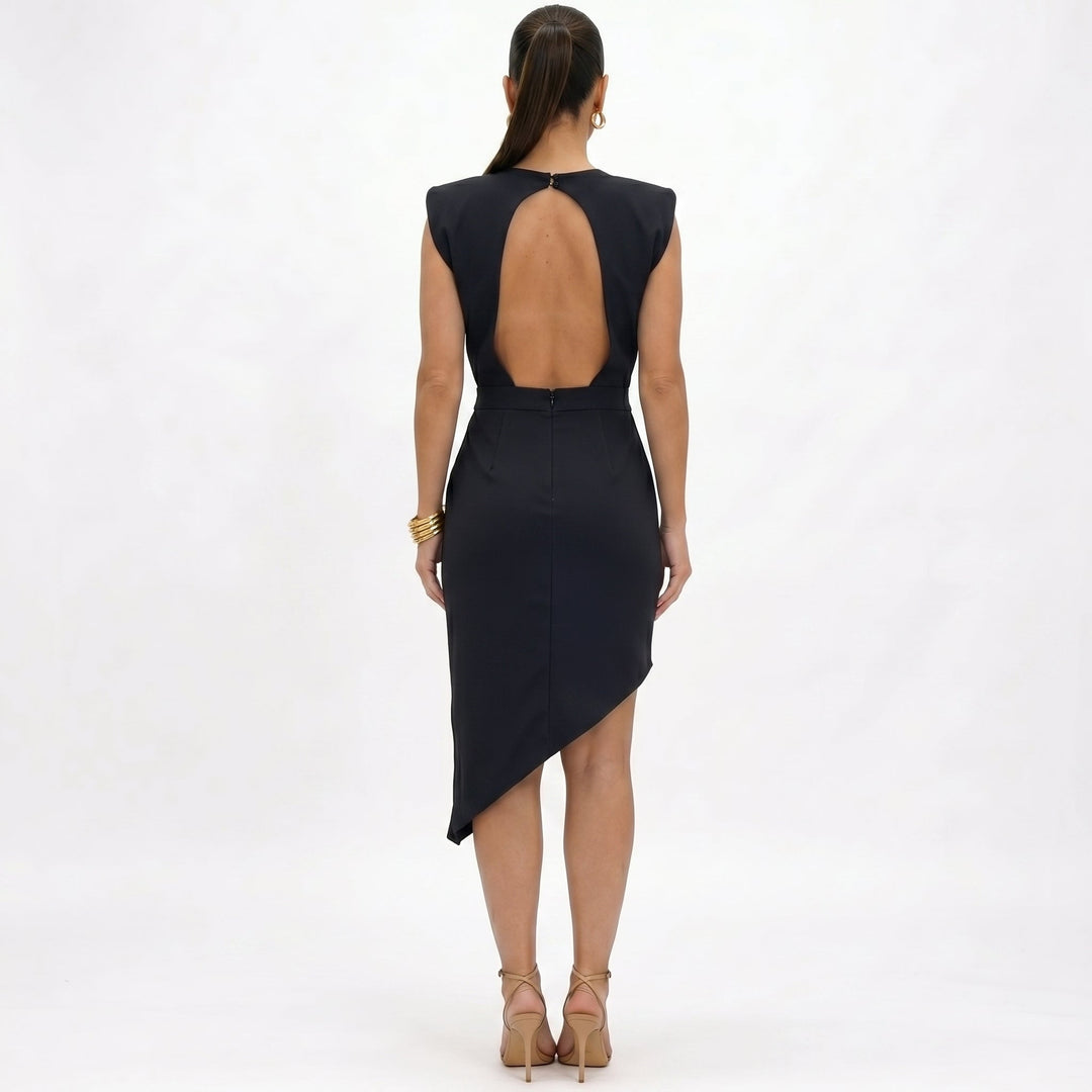 Maja - Vestido Asimétrico con Hombros Estructurados Mujer