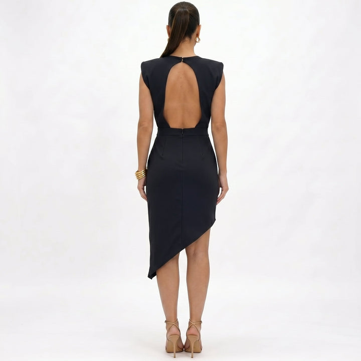 Maja - Vestido Asimétrico con Hombros Estructurados Mujer