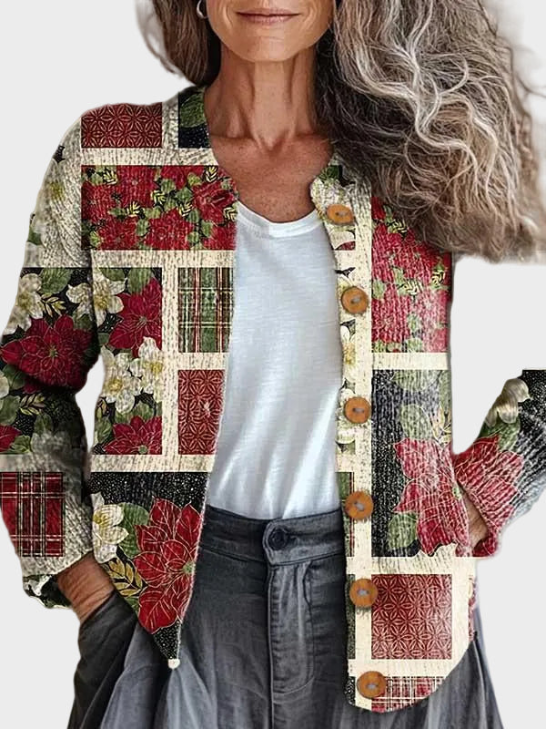 Frostine™ – Cárdigan navideño patchwork